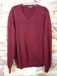 Brooks Brothers Sweater Cotton Size L Burgundy V-neck Burgundy - Picture 1 of 4