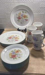 Corelle Summer Blush Pansies Setting for 6. 10.25” 7 1/4", Mugs , Total 18 Pcs - Picture 1 of 7