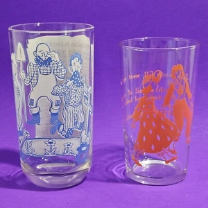 Vtg Lot 0f 2 Hazel Atlas 1950s Collector Glasses Jack Jill My Darling Clementine - Picture 1 of 10