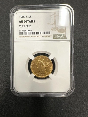 1902-S Half Eagle Gold $5 Liberty Head Coin - AU Graded by NGC! Cover