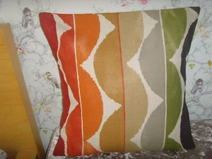 MADE in ABSTRACT LINEN FABRIC CUSHION COVER FITS 16iN PAD BEIGE MULTI - Picture 1 of 2