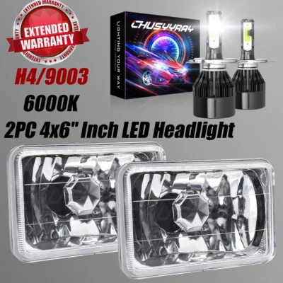 4PCS 4x6 Inch LED Headlights For Ford Mustang 1979 1980 1981 1982 1983 1984-1986 - Image 1 of 4