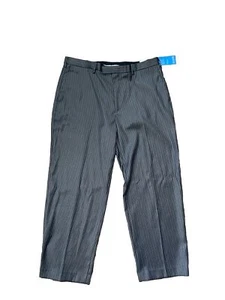 Perry Ellis Portfolio Pants Mens 38X29 Grey Pinstriped Neo-Luxe Dress Flat Front - Picture 1 of 10