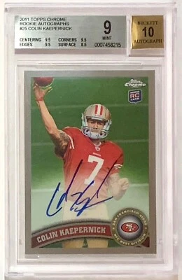 2011 Topps Chrome Colin Kaepernick Auto RC #25 BGS 9 w/10 Auto MINT - Image 1 of 2