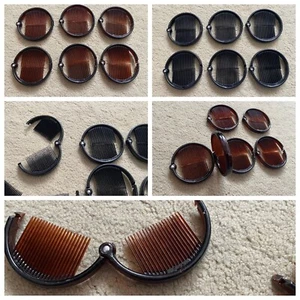 6 x ROUND PLASTIC HAIR CLIPS - 8cm DIAMETER (Two colours Black and Brown to choo - Picture 1 of 14