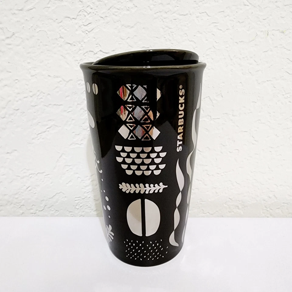Starbucks Siren Mermaid Ceramic Double Wall Tumbler Brown Silver 2017 12oz