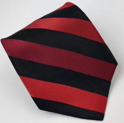 Bachrach Silk Tie Red Black Stripes Men Necktie USA 56.5 x 3.7/8 - Изображение 1 из 4
