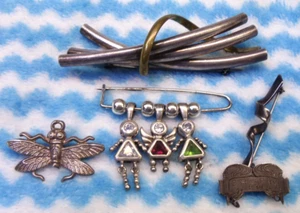 Lot of 5 .925 sterling silver pins scrap or wear 37.8 grams #759 - Picture 1 of 11