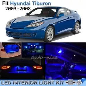 For 2003-2008 Hyundai Tiburon Brilliant Blue LED Interior Lights Kit 8 Pieces - Picture 1 of 8