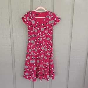 Abito Talbots rosso stampa ombrellone da spiaggia taglia 4 donna scollo a V preppy - Foto 1 di 13