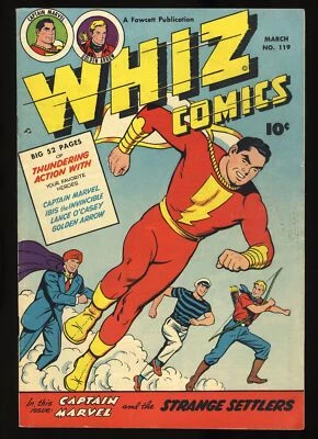 Whiz Comics #119 FN 6.0 Capt. Marvel! Capa Schaffenberger! Fawcett 1950 - Imagem 1 de 2