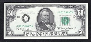 FR. 2113-J 1963-A $50 FRN FEDERAL RESERVE NOTE KANSAS CITY, MO GEM UNCIRCULATED - Picture 1 of 2