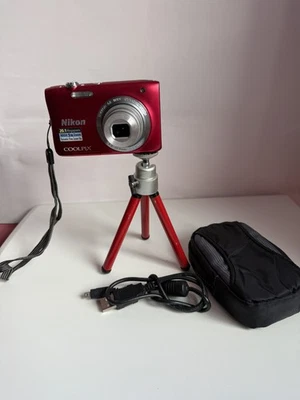 Nikon Coolpix S2900 20.1MP Digital Camera Red – Excellent– tripod and charger - Image 1 of 4