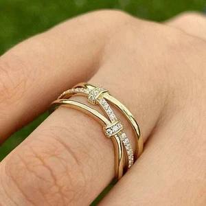 Laborgefertigter Diamant-Ewigkeits-Ehering Ring im Rundschliff 14 K Gelbgold vergoldet - Bild 1 von 5