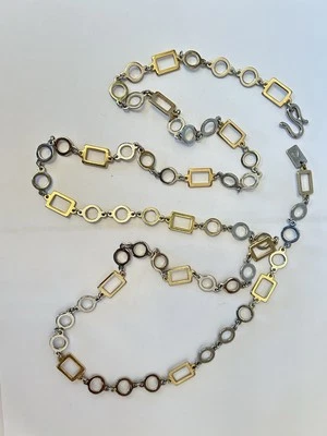 Винтажный золотой/серебристый тон ремня круги и прямоугольники 42» тяжелый хорошего качества B16 - Изображение 1 из 3