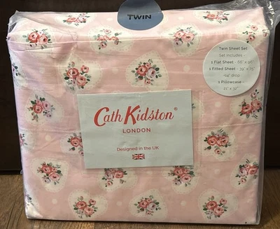 Juego de sábanas dobles Cath Kidston corazones de encaje rosa 100 % algodón corazones de encaje floral Foto 1 de 3