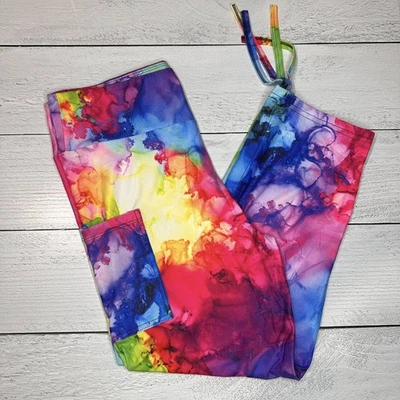 Neon Color Swirl Leggings with Pockets - Adjustable Length - Image 1 of 2