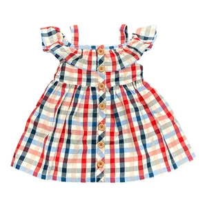 Member's Mark Girl's Off The Shoulder Fluttery Ruffle Plaid Woven Dress - Picture 1 of 2