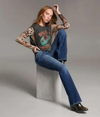 BKE 牛仔裤女式 Stella Distressed 中号水洗牛仔布 29 x 31.5 码 — 第 1/4 张图片