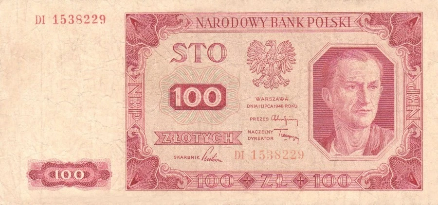 #Banco Nacional de Polonia 100 Zlotych 1948 P-139 VF Mikolaj Kopernik Foto 1 de 1