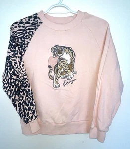 Kenzo Kids Sweater Girls Light Pink Embroidered Tiger Sweatshirt Sz 12 - Picture 1 of 6