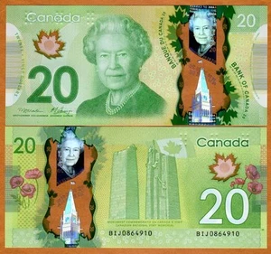 Banco de Canadá, $20, 2012, polímero, P-108, QEII, UNC - Imagen 1 de 1