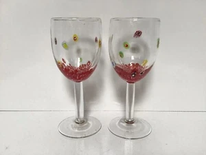 Vintage Murano Art Glasses Wine Glasses Pari For Adults Set of Two - Picture 1 of 5