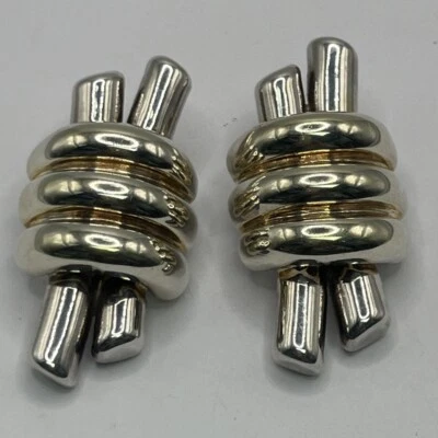 Sterling Silver Hollow Clip On Drop Earrings - Image 1 of 4