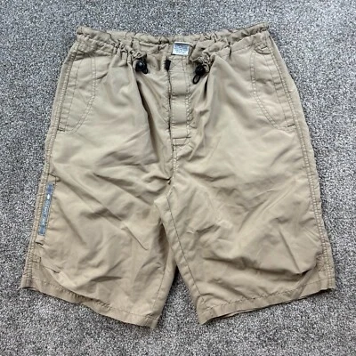 Vintage Y2k Old Navy Rave Short Mens Small Beige Elastic Stretch Polyester Swish - Image 1 of 4