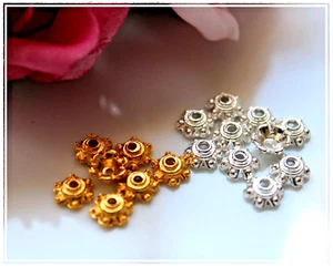 100 Cap Beads End Caps Spacer Silver Plated Or Golden 6mm x 2mm Crafting - Picture 1 of 7