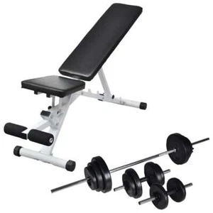 Hantelbank mit Langhantel und Kurzhantel Set 30,5 kg - Bild 1 von 11