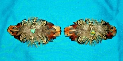 Juego 2 Correas Med Plumas de Faisán y Turquesa ENVÍO GRATUITO MBS08 Foto 1 de 4