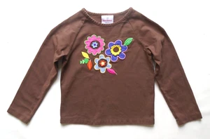 Hanna Andersson Youth Girls size 110 (US 5) Brown w/Floral Design L/S Top Shirt - Picture 1 of 4