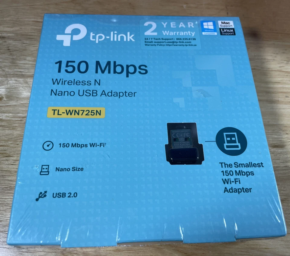 NEW TP-Link TL-WN725N N150 150Mbps Wireless Nano USB 2.0 WiFi Network Adapter - Image 1 of 2
