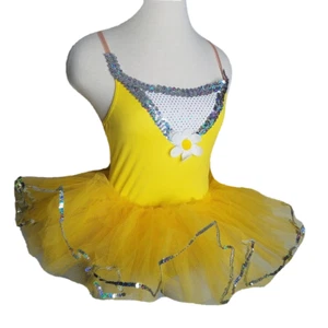Daisy Days Kind großes neues Tanzkostüm gelbes Trikot & Ballett Tutu dehnbar - Bild 1 von 15