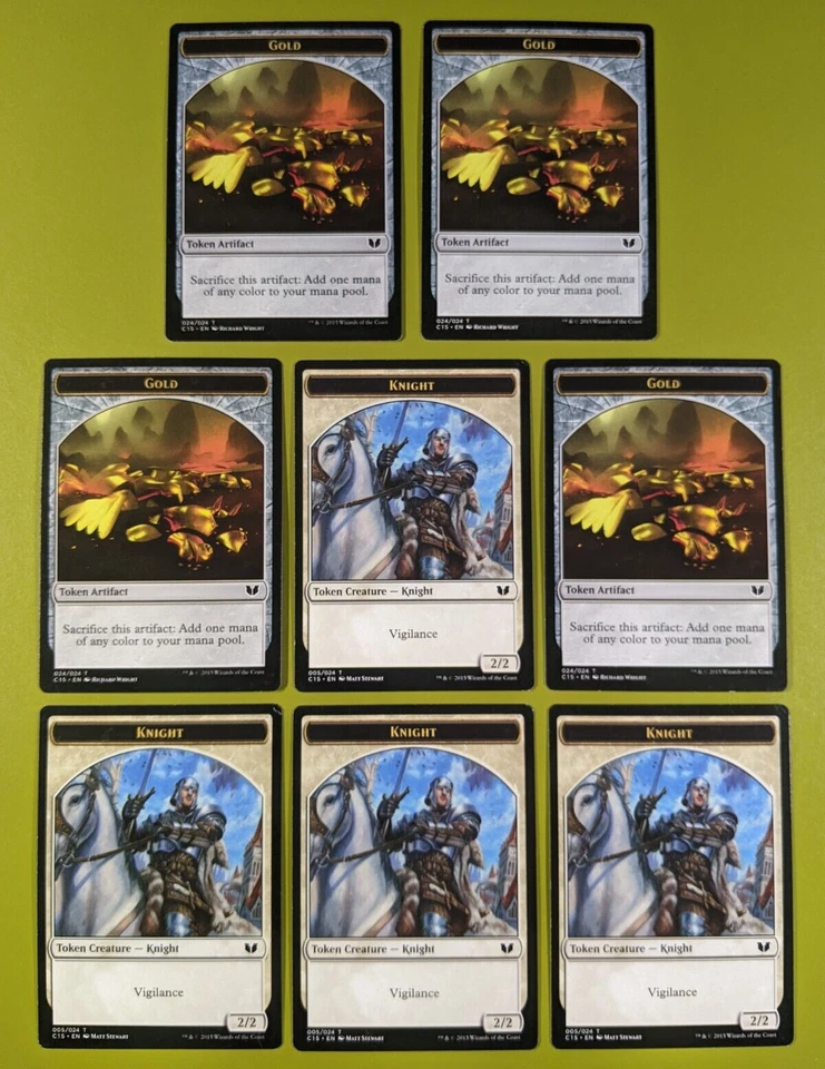 8 DOUBLE SIDED Gold & Knight (Vigilance) Token Commander 2015 MTG 8 - Image 1 of 1