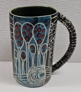 Vintage Marcy Neiditz Ceramic Art Cup Hand Painted and Incised Sgraffito Surface - Picture 1 of 10