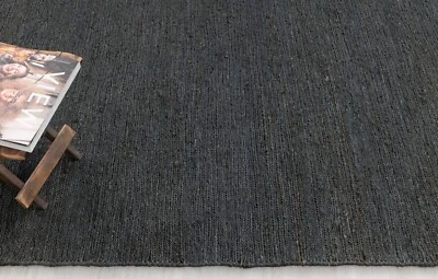 Charcoal Black Premium Braided Jute Wool Hand Woven High Quality Customize Rug - Image 1 of 4