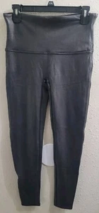 Spanx Leggings Women's XL Black Pull On Faux Leather Stretch Leggings 2437 - Picture 1 of 7