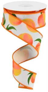 Sommer Pfirsiche Drahtkante Band, 1,5" x 10 Yards (weiß) - RGC122327 - Bild 1 von 1
