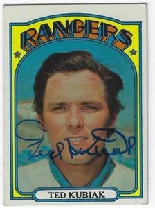 Autographed 1972 Topps TED KUBIAK Texas Rangers card #23 w/ COA - Picture 1 of 1