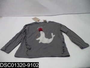 NWT: Size 4 Year Zara Baby Girls Holiday Seal Gray Blouse Top - Picture 1 of 6