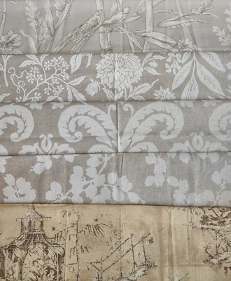 Lot of 5 Vtg Upholstery/Drapery Cotton/Linen Gray Fabrics Samples - Image 1 of 4