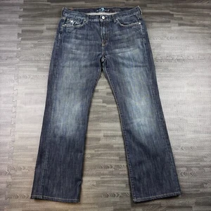 7 For All Mankind Jeans Mens 34x30 Blue Denim Bootcut Y2K Grunge Flap Pocket USA - Picture 1 of 20