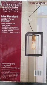NEW Home Decorators Collection HD-1549-I 1Light Black Frame Antique Brass Socket - Picture 1 of 2