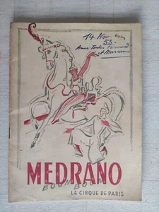 Programme Cirque Medrano - 6 au 26 novembre 1953 - cirque de Paris - Picture 1 of 3
