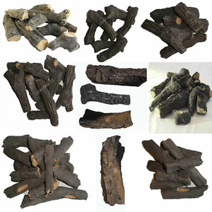 Ceramic Replacement Gas Fire Logs Kit + Vermiculite Living Flame Fuel Bed LPG - Picture 1 of 79