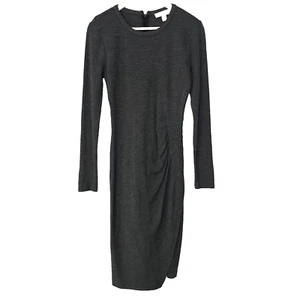 Michael Kors Size S Grey Long Sleeve Wrap Wool Blend Dress Knee Length - Picture 1 of 8