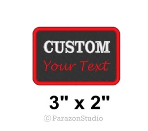 Custom Embroidered Name Tag Sew on Patch Rocker Biker Badge 3" x 2" (A) - Picture 1 of 11