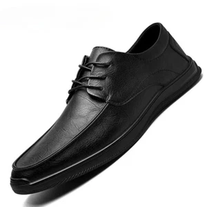 Fashion Men's Casual Shoes Lace Up Leather Moccasins Soft Business Office Shoes - Picture 1 of 19